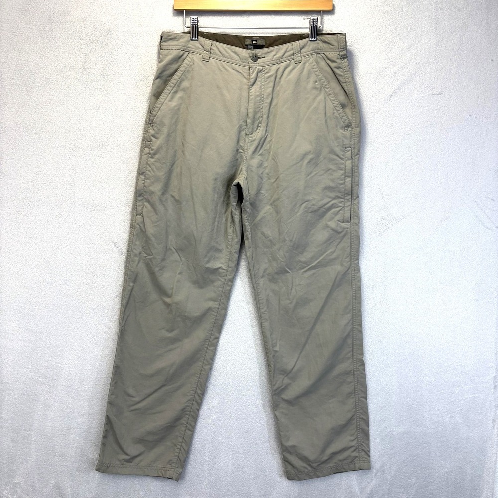 REI Mens Nylon Hiking Pants 34x32 Travel Outdoor Lightweight Pockets Gray UPF 50